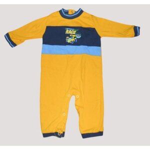 * SIMPLY BASIC Yellow Speed Race One Piece Romper Boys Size 3-6 months